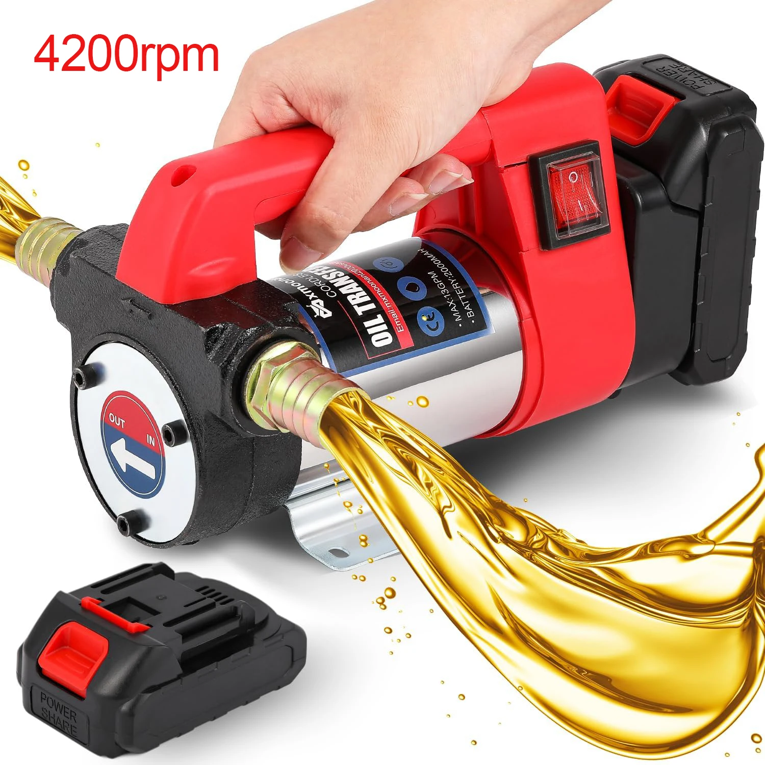 12V Diesel-Transferpumpe, geeignet für Dieselkraftstoff, 1500mAh Lithium-Batterie-Ölpumpe, kompatibel mit Makita 21V Batterie