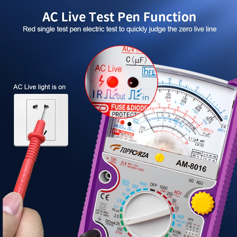 Multimeter Ac/DC1000V Analoge Multimeter Pointer Volt-Ammeter Analoge Multimetro Weerstand Capaciteit Tester Elektronische Test Meter