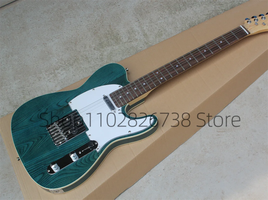 Classic Green Electric Guitar Te Guitar ASH Wood Body Maple Neck White Guard Fixed Bridge   Factory Custom