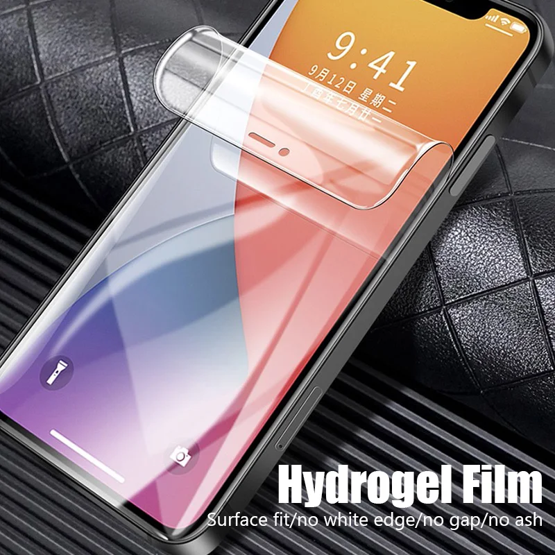 Película de hidrogel para iphone 15 14 13 12 11 pro xs max, 3-5 peças, protetores de tela para iphone 13 12 mini 15 14 8 7 6 plus xr se 2022