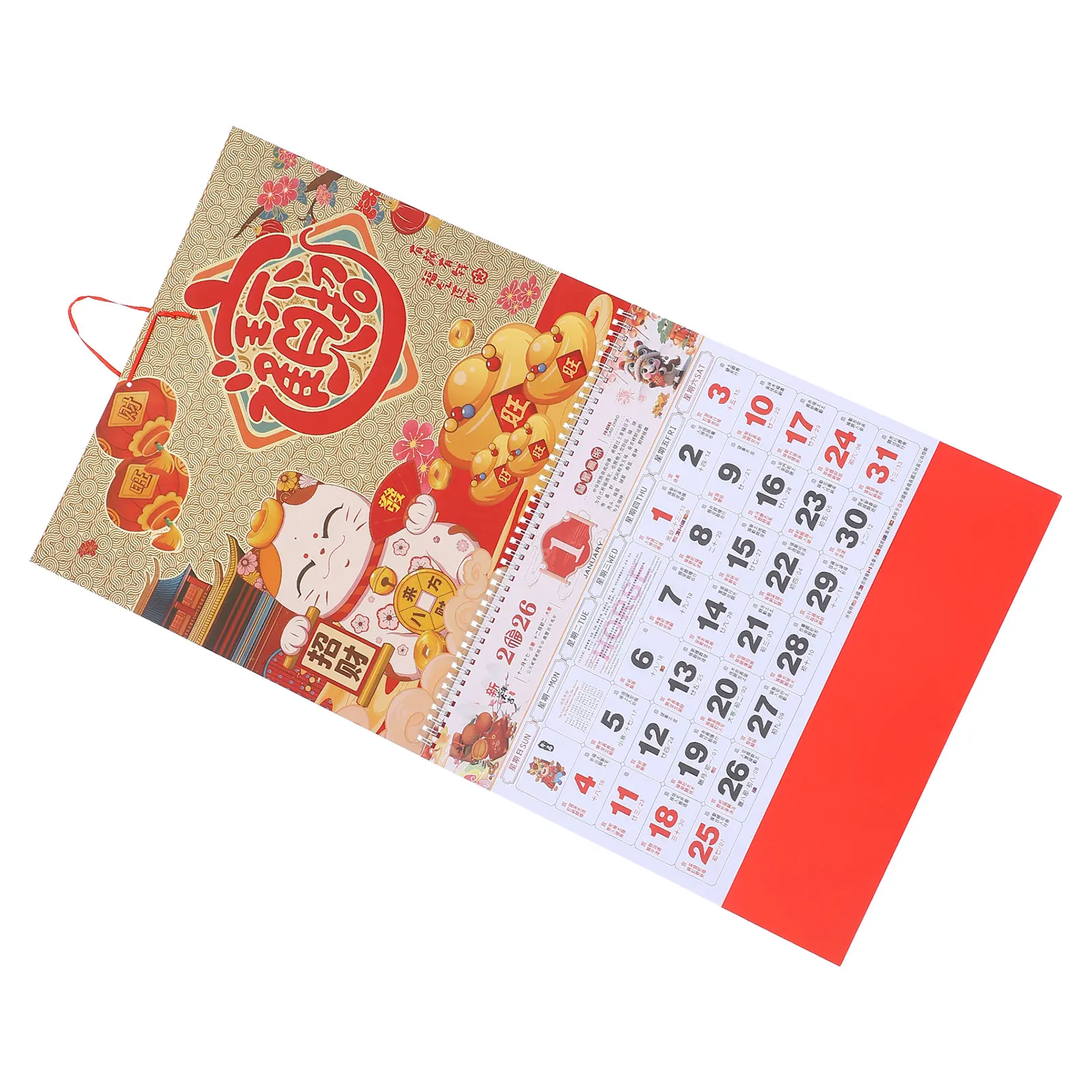 

Chinese Zodiac Horse Year Wall Calendar 2026 Paper Monthly Tear-Off Planner Traditional Lunar New Year Hanging Wall Calendar