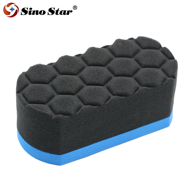 Car Detailing Blue Easier Grooves Waxing Foam Sponge Buff Hex-Logic Finishing Hand Applicator Pad Applies thin even coats