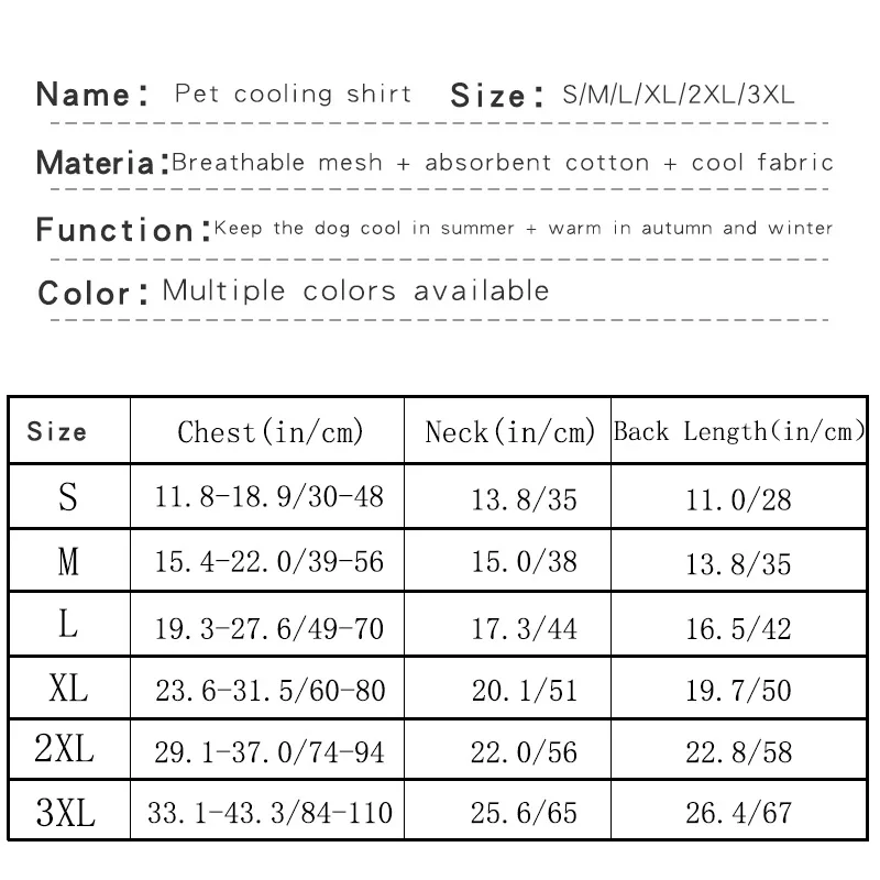 Oddychająca chłodząca odzież chłodząca dla zwierząt domowych, kamizelka zapobiegająca udarowi, odzież chłodząca, odzież dla psów zapobiegająca udarowi cieplnemu