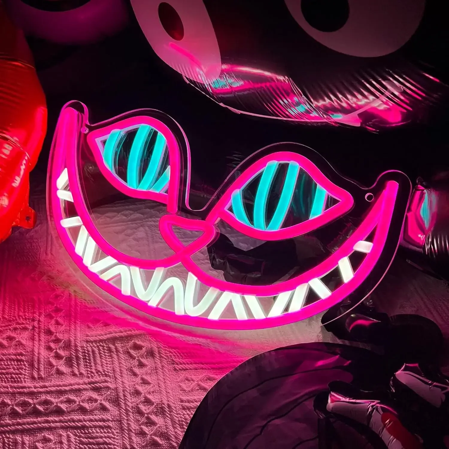 

Nanime Smile Cat Neon Sign Wall Decor LED Neon Lights for Pub Home Bedroom Decor for Party Birthday Halloween Gift for Friend