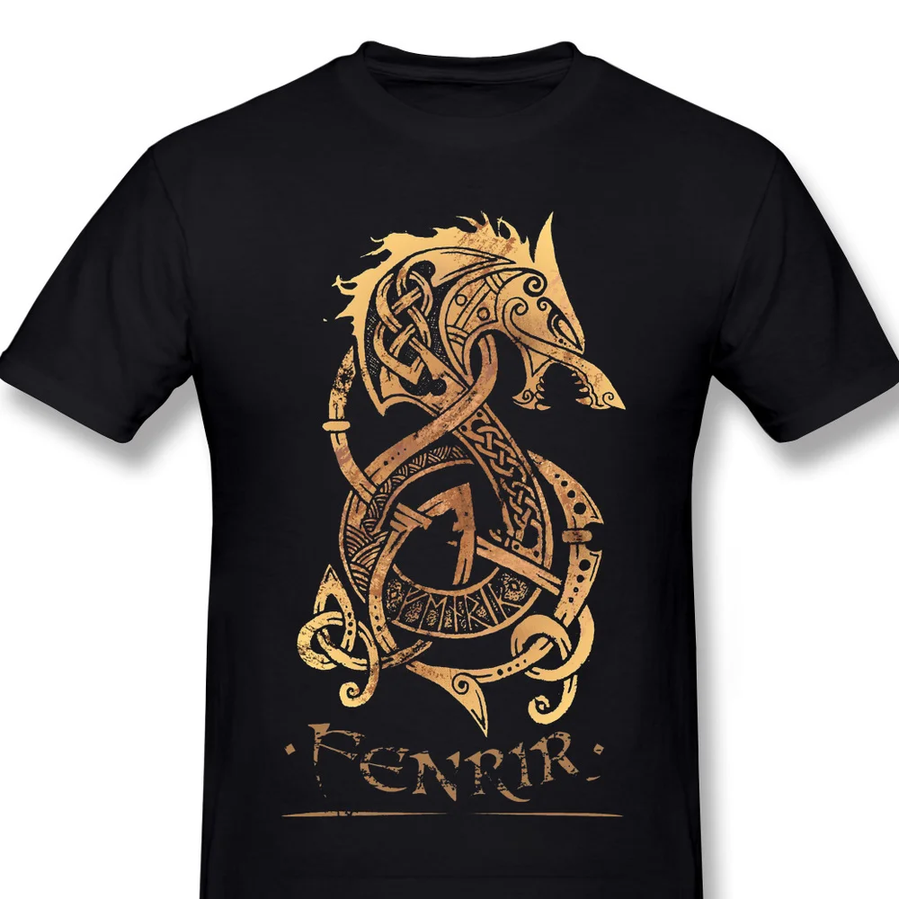 

Men Anime Wolf Romantic Horror Film T-Shirt Fenrir The Nordic Monster Wolf 100% Cotton Tees Harajuku TShirt Fashion Streetwear