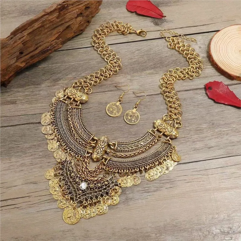 Large Collar Statement Gypsy Necklace Woman Bohemian Ethnic Maxi Choker Femme Vintage Indian Power Necklace