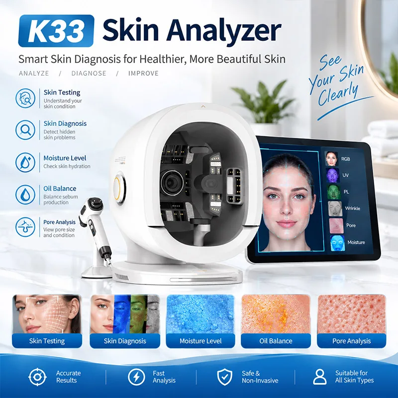 K33 Skin Analyer Facial Tester Beauty Equipment Full Face Multi spectral Scanning Scalp Analyzer Beauty Machine