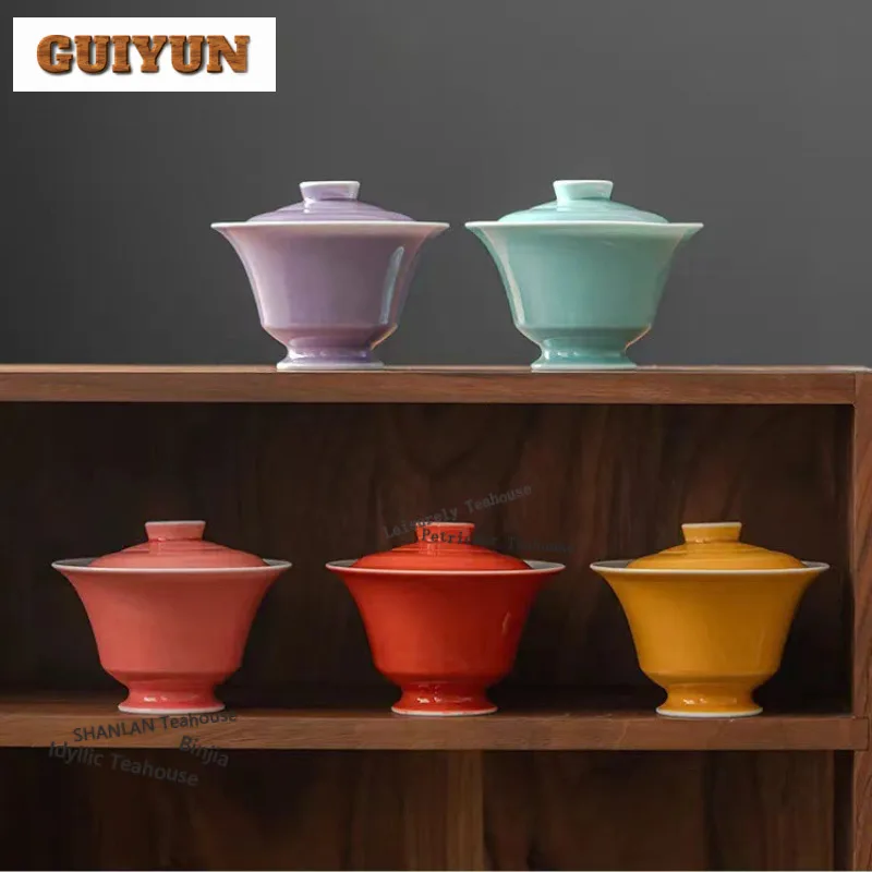 

125 мл ручная роспись бамбукового гавань в стиле ретро, чайная чаша с крышкой, комплект чайника, крышка, миска, посуда, принадлежности, украшения, ремесло