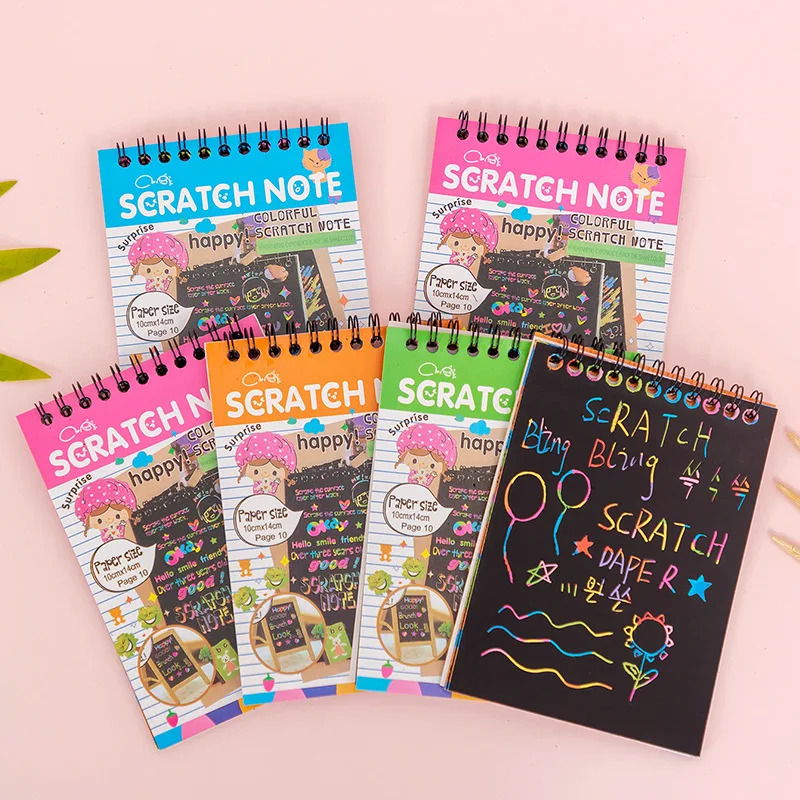 10 lembar/buku penuh warna Magic Scratch Off kertas 2 Set untuk anak-anak seni pengikis lukisan mainan DIY Graffiti buku anak-anak mainan pendidikan