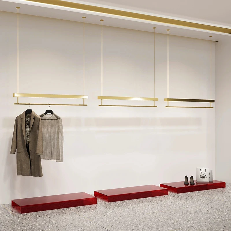 custom.Custom-made clothing racks boutique clothing stores Stainless steel clothing rails ceiling-mounted clothing disp