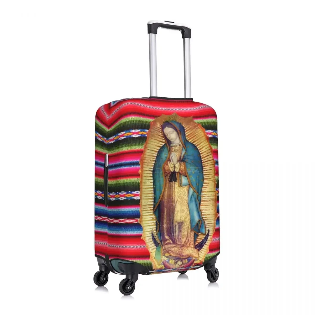 Custom  Our Lady Of Guadalupe Virgen Maria Zarape Luggage Cover Protector Elastic Virgin Mary Catholic Travel Suitcase Covers