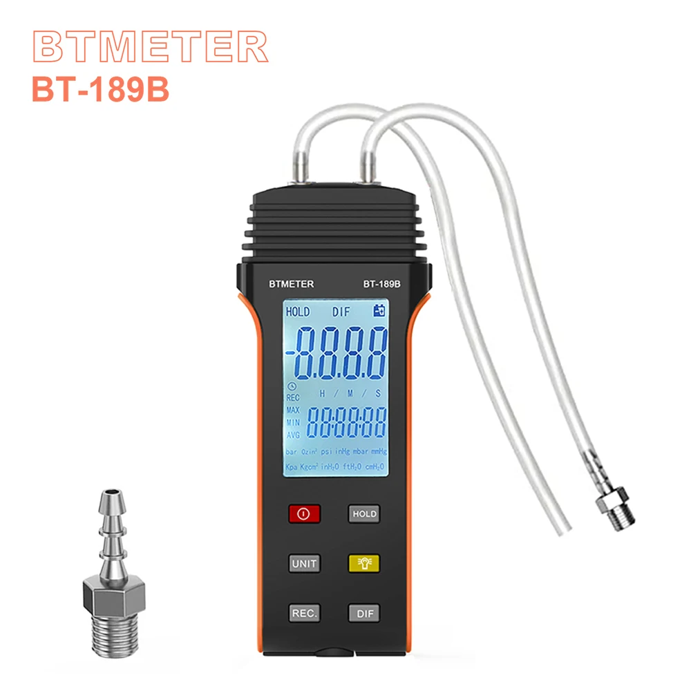 

Gas Pressure Tester LCD Display With Backlight Digital Manometer Dual-Port Manometer forany gas pressure system trouble BT-189B