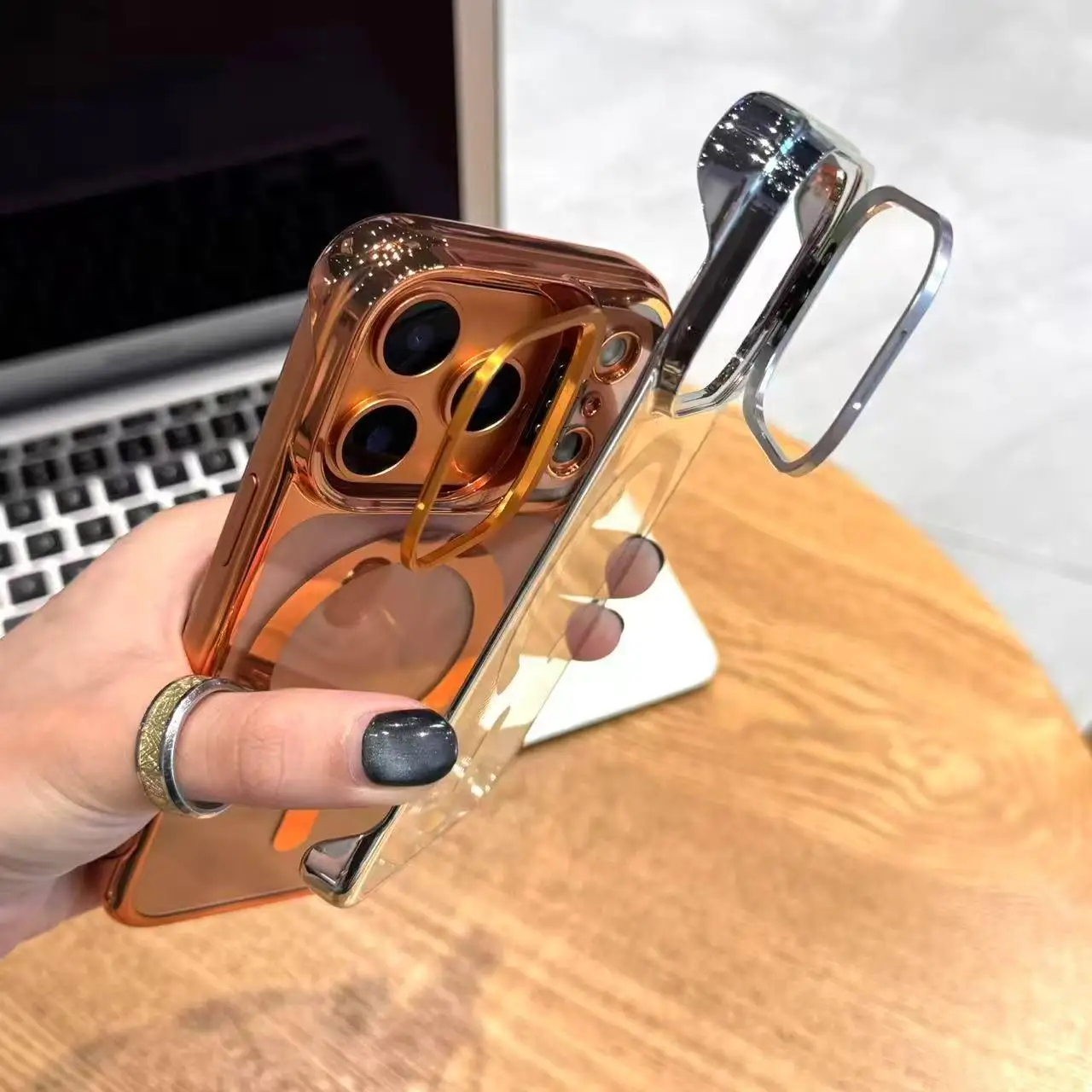 Ultra Thin Borderless Magnetic Transparent Phone Case For iPhone 17 16 15 14 Pro Max 17Air 13 Lens Bracket Minimalist Half Cover