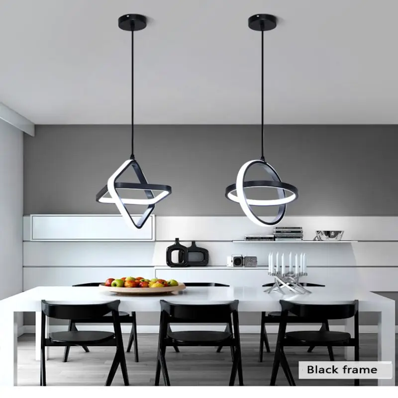 

Simple Modern Black White Hanging Lamp Chandelier Lighting For Living Room Kitchen Dining Room Bedroom Led Pendant Light 20W