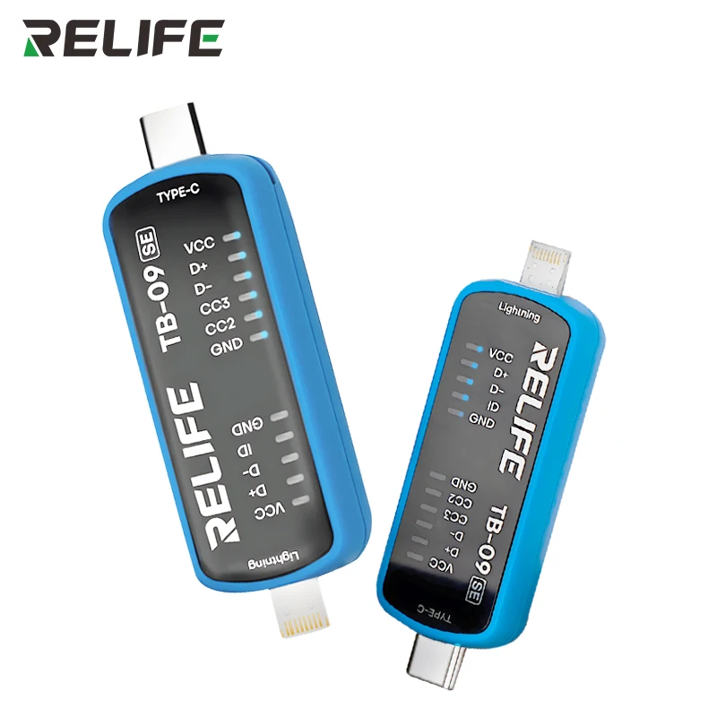 RELIFE TB-09 SE شحن ميناء تستر للإضاءة نوع-C المزدوج المقابس اختبار سريع كشف الأخطاء أداة إصلاح الهاتف #6