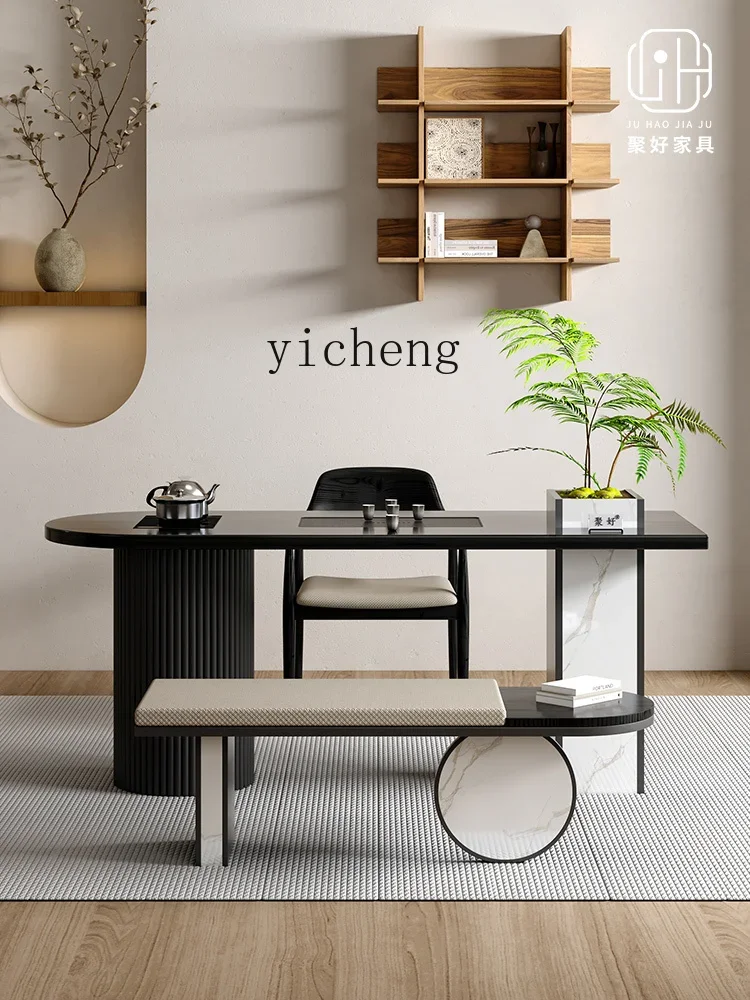 ZZf Balcony Solid Wood Table-Chair Set Quiet Style Simple Office Visitor Creative Kung Fu Tea Table