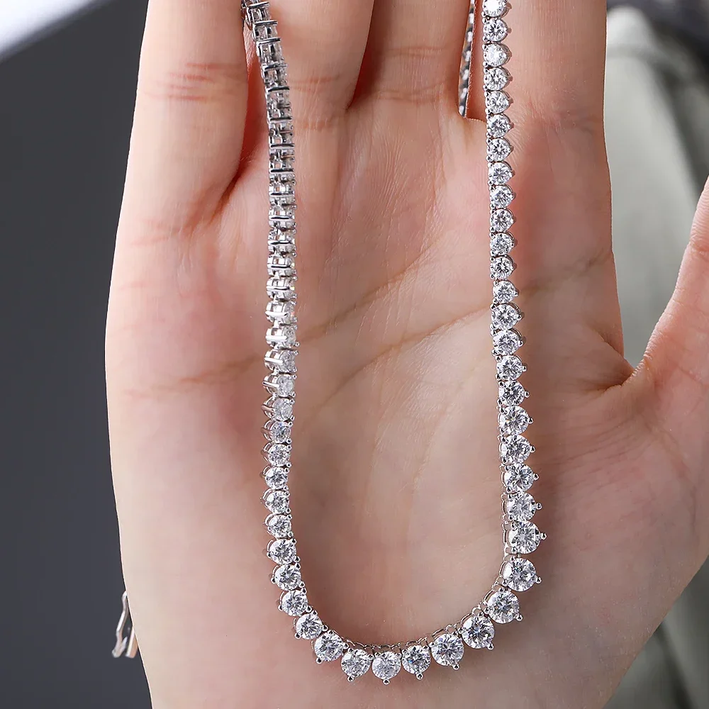 NASIA3-Claw Gradient Moissanite Tennis Necklace S925 Silver GRA 3-4.5mm Lab Diamond for Women Chains Gift Jewelry 2026