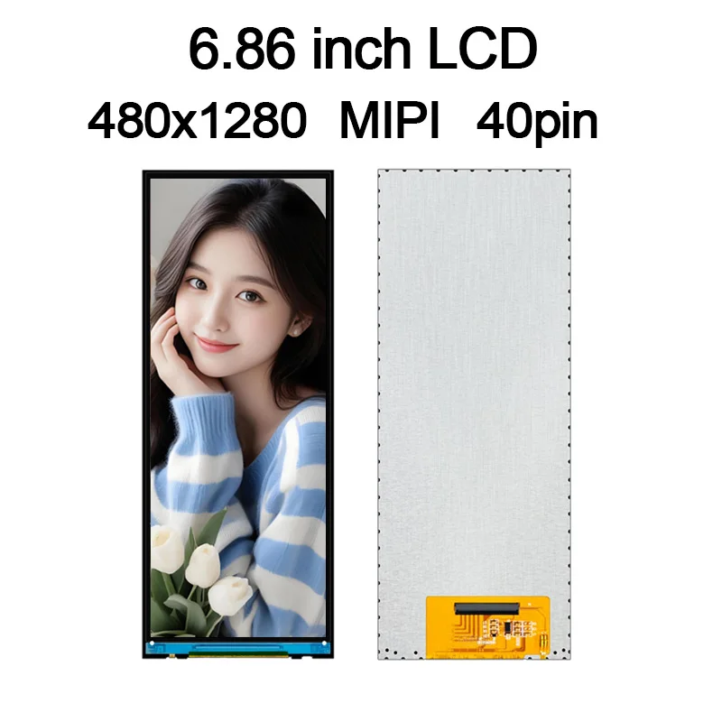 6.86 inch 480x1280 TFT Long Screen IPS 40pin MIPI interface LCD Display HDMI Board Display