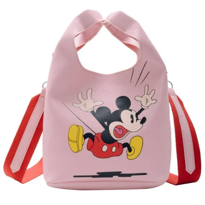 Disney Cartoon Mickey Handbag Girls 2024 New Niche Bucket Bag Commuting Versatile Shoulder Crossbody Bag Cartoon Women\'s Bag