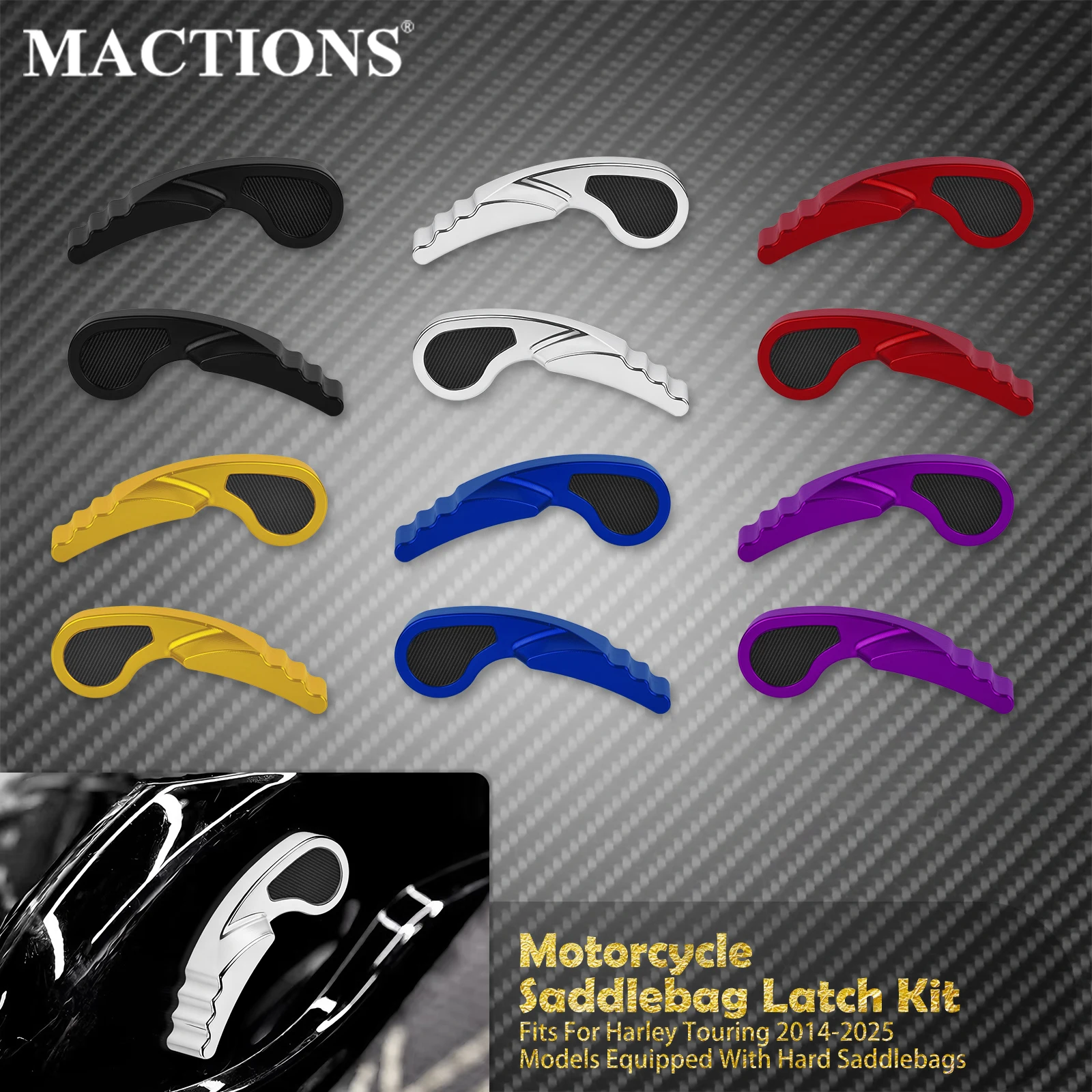 Motorcycle Saddlebag Latch Kit Saddle Bag Latches Lid Lifter Lever For Harley Touring Road King Street Electra Glide 2014-2025