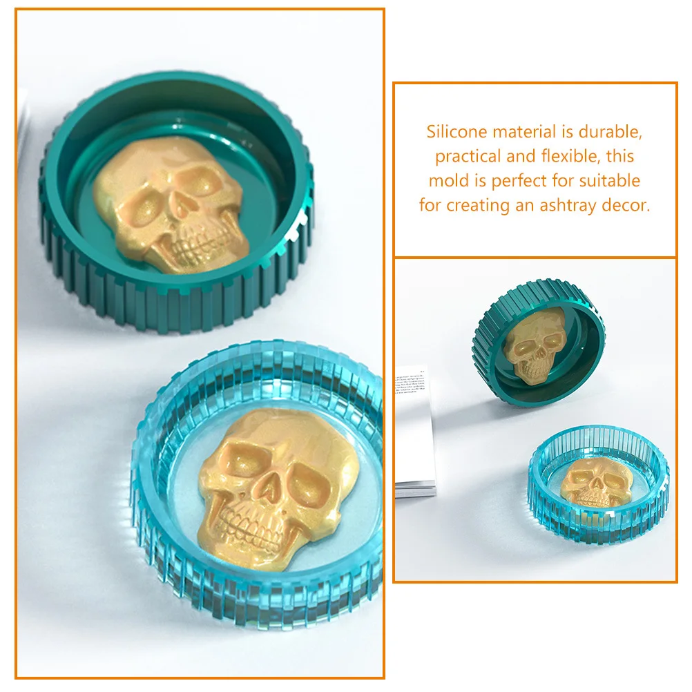 

1pc Skull Head Storage Box Mold Silicone Ashtray Diy Craft Halloween Resin Molds For Epoxy Crafting Tools Handicraft Making