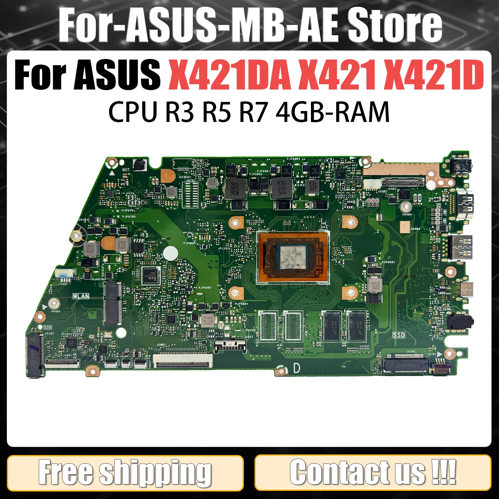 

Материнская плата для ASUS V4000D X421DA M413DA X421 X421D, материнская плата для ноутбука, высокопроизводительный процессор i3 i5 i7 4 ГБ 8 ГБ ОЗУ, 100% тестирование