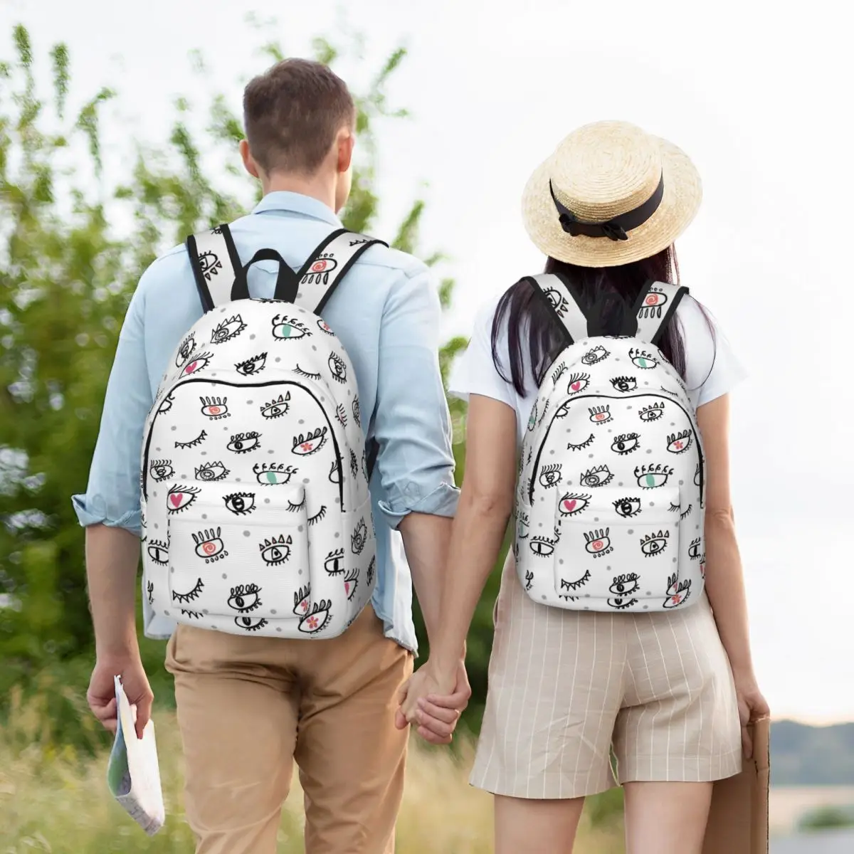 Mochila com cílios para os olhos, mochila para estudante do ensino fundamental, mochila escolar para adolescentes, linda mochila de lona, presente para estudantes