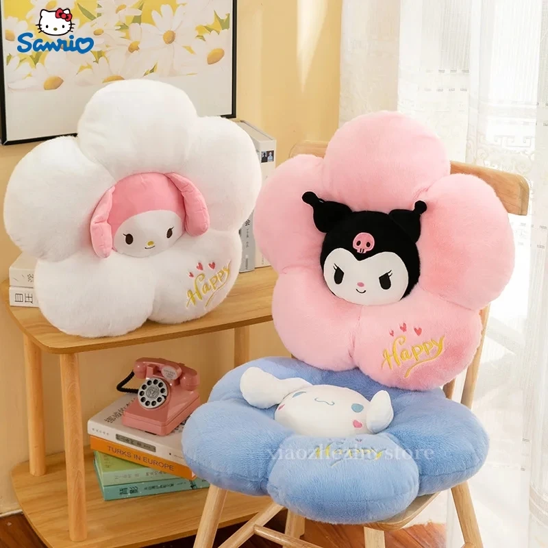 Sanrio Cartoon Flower Kuromi My Melody Cinnamoroll Pillow Plush Household Sofa Chair Office Bedroom Floor Cushion Kawaii Gifts