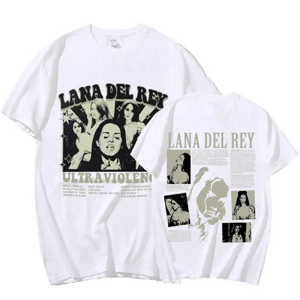 Singer Lana Del Rey T Shirts Ultraviolence Music Album T-shirt Men Women Harajuku Fashion Loose Short Sleeve T-shirts Streetwear