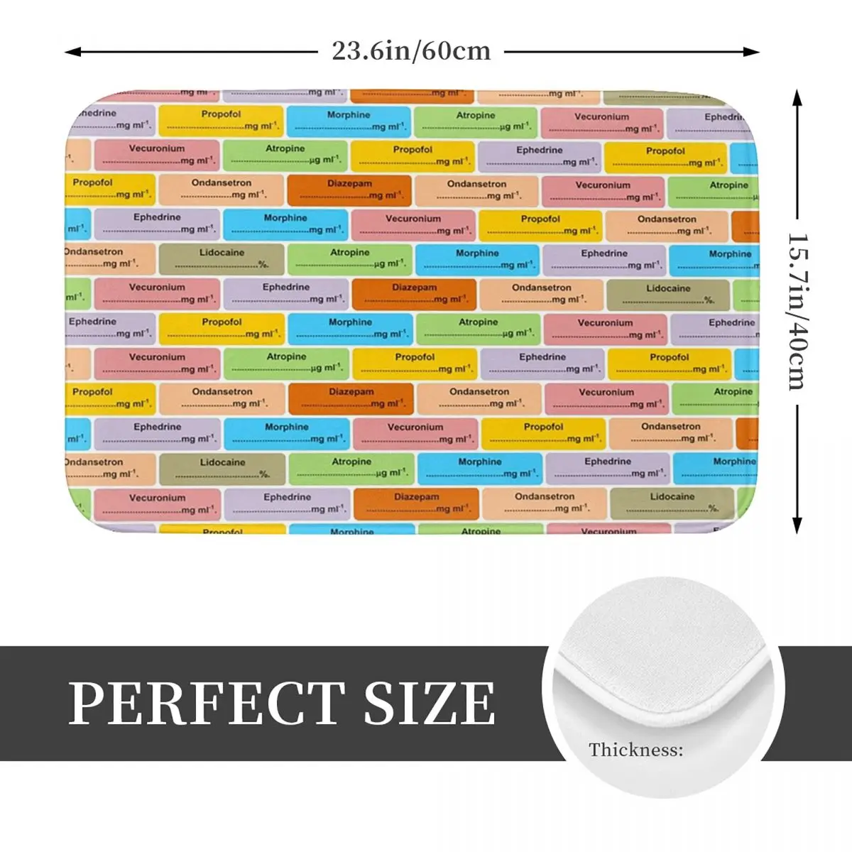 Anesthesiologist Drug Label Non-slip Doormat Floor Mat Absorbent Mat Carpet Rug for Kitchen Entrance Home Bedroom Footpad Mats