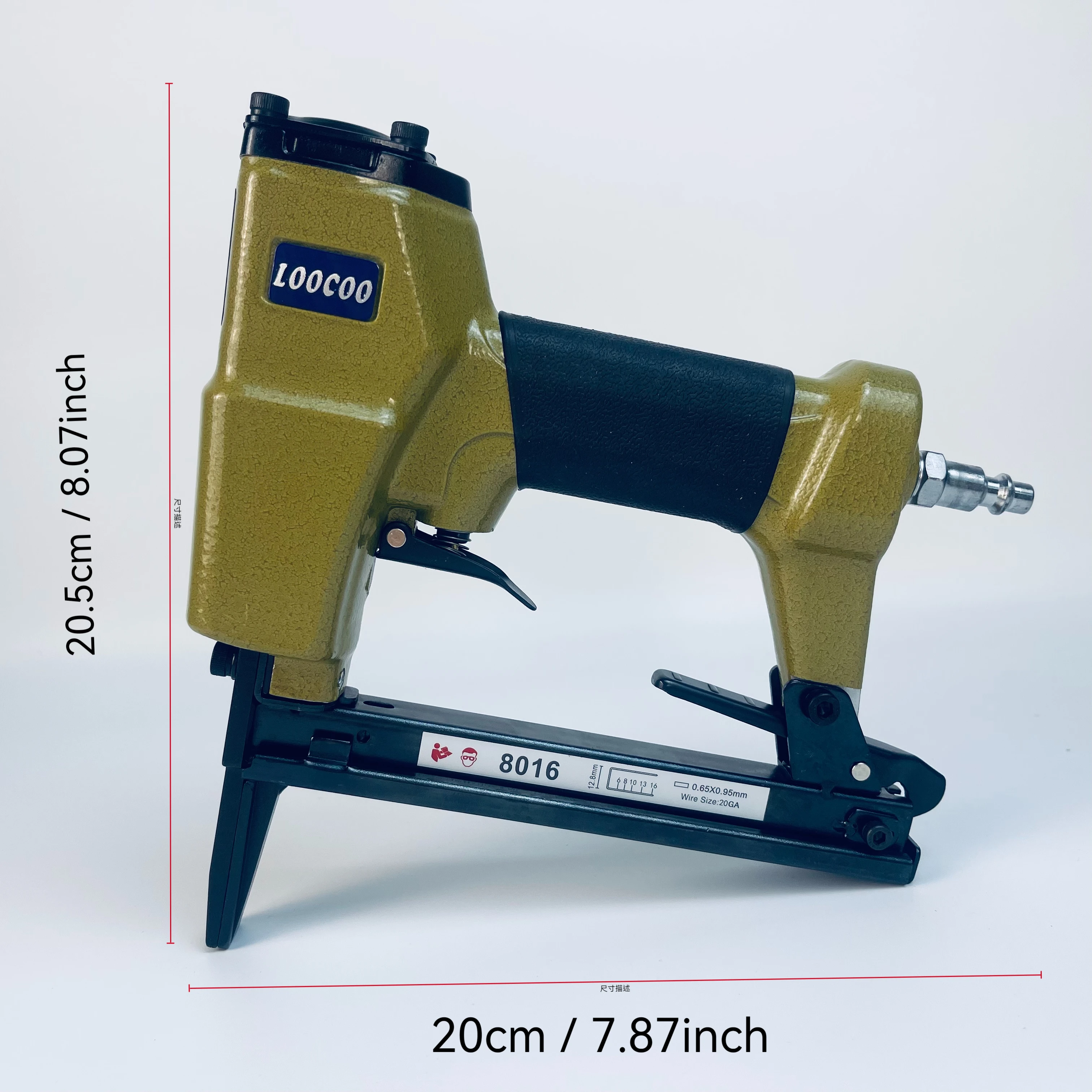 8016L 20GA  Pneumatic Long Nose U-Stapler | Anti-Jam + High-Impact Force + Durable O-Ring, Essential for Woodworking, Furniture,
