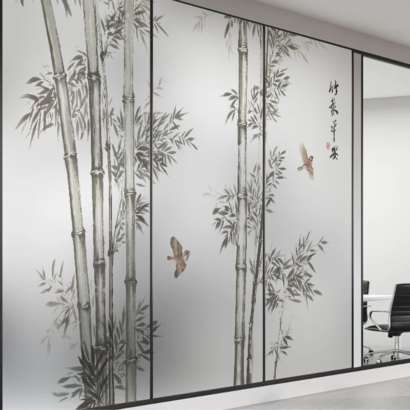 Customized Plant Frosted Sticker, Decorative Glass Sticker, Static Cling, Security Glass Film, For Toilet, Washroom,Door, Window