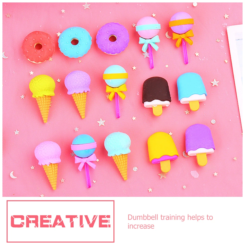 

12 Pcs Assembled Ice Cream Cone Erasers Daily Use Kids Multi Function Accessories School Wear Resistant Mini Pencil Student