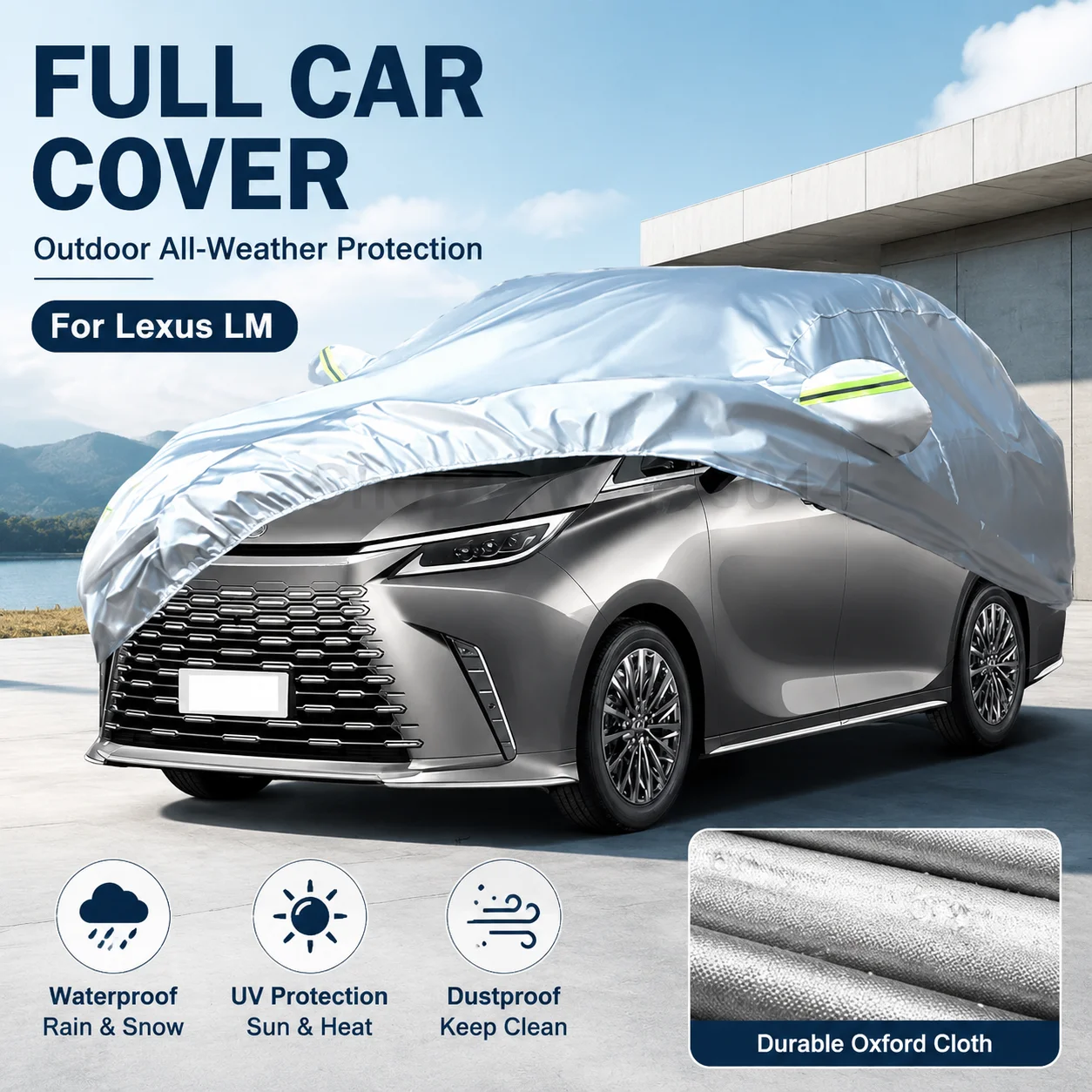 Waterproof Outdoor Full Car Cover Reflective Strip Snowproof Dustproof UV Protection For Lexus LM Auto Exterior Accessory