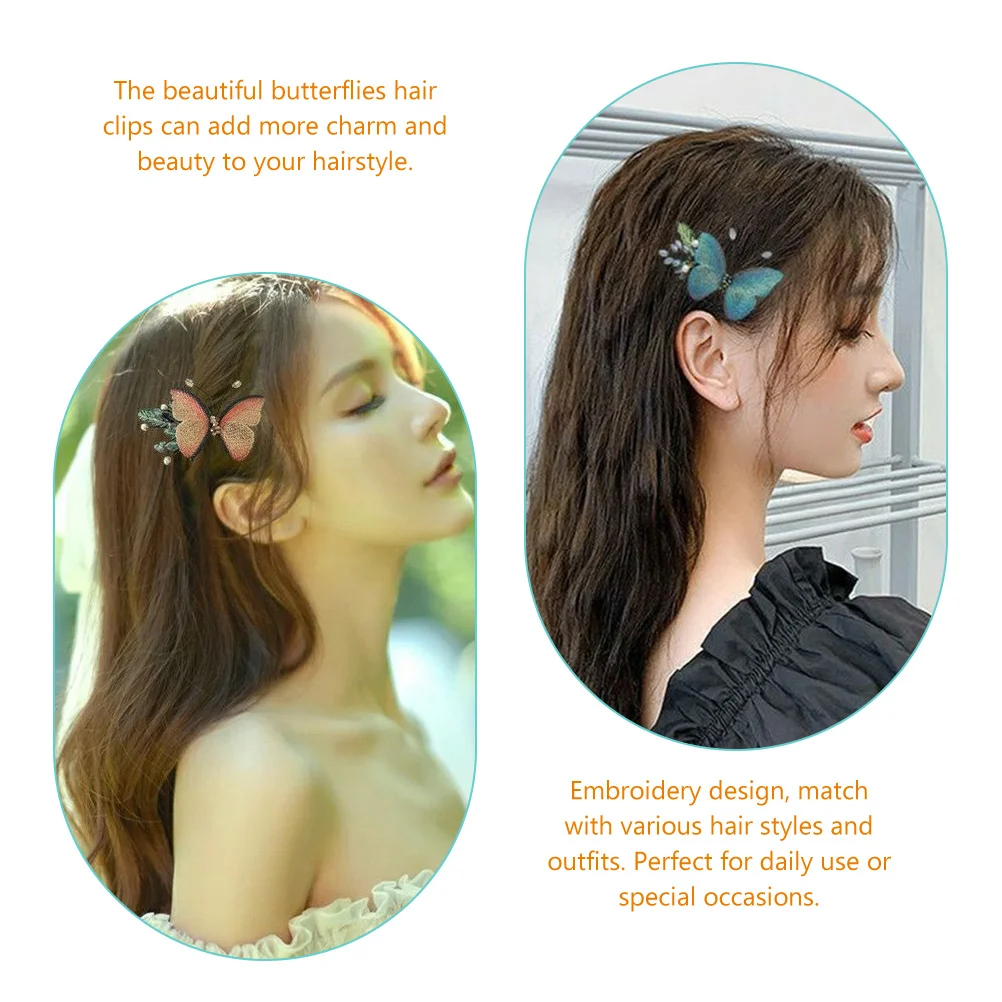 

4 Pcs Metal Butterfly Hair Clip Women's Clips Alloy Accessories for Girls Embroidery