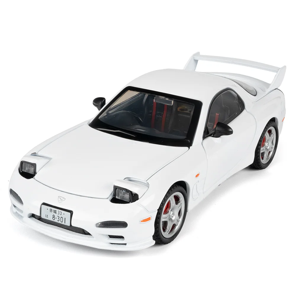 Model samochodu RX7-FD w skali 1:32, zabawka z dźwiękiem i światłem, pojazd z napędem pull-back, otwierane drzwi, miniaturowe zabawki, dekoracja do domu. — 2
