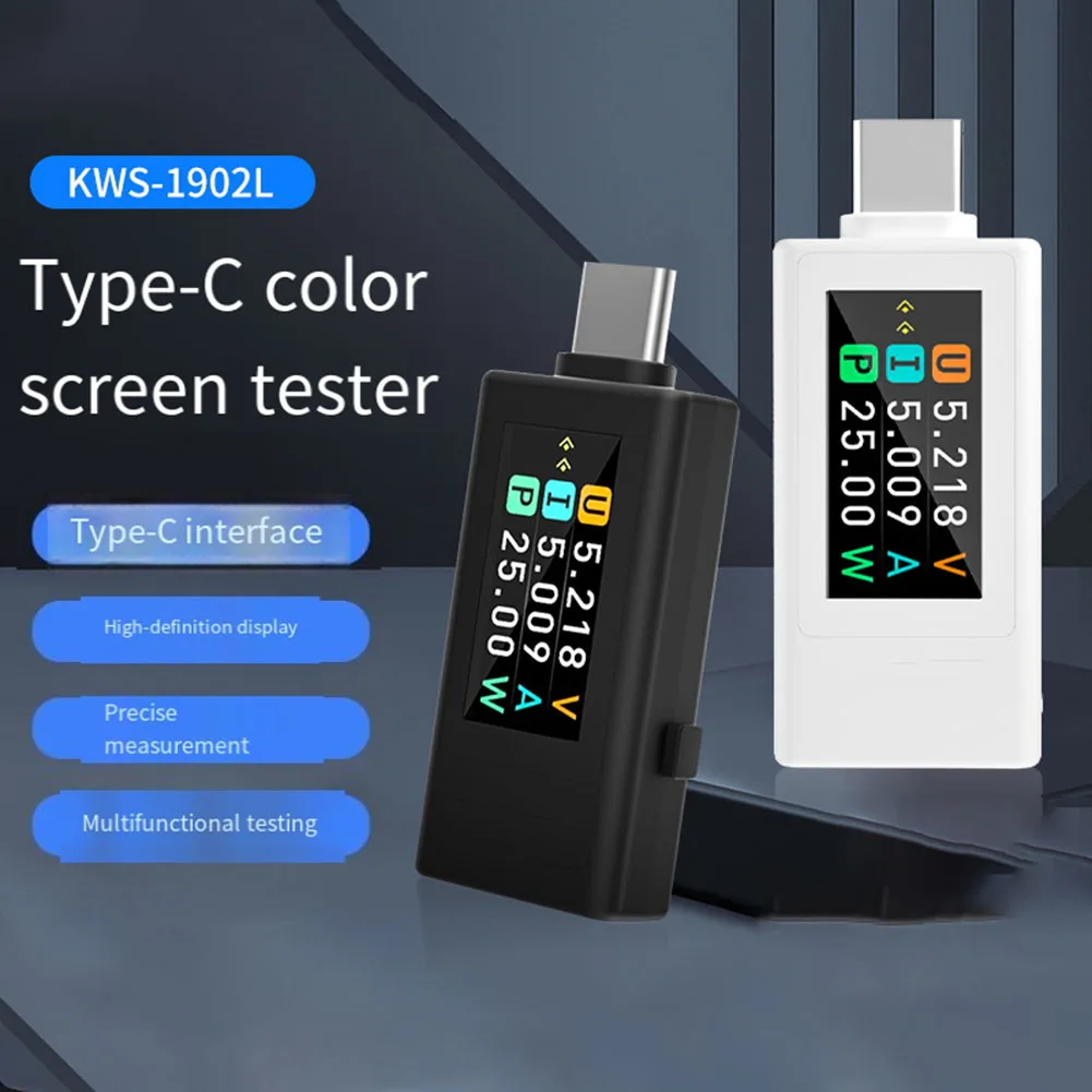 KWS-1902L USB C Tester 0.96 Inch TFT Display Voltmeter Ammeter For 4-30V 0-8A Power Meter Bidirectional Current Voltage Detector
