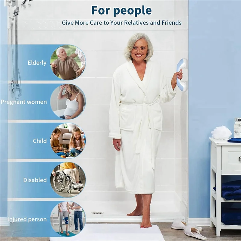 ETRT 1-Pack قضيب إمساك الدش، قضيب إمساك حوض الاستحمام بكوب شفط، مقاوم للماء بدون حفر، قضيب إمساك الدش القابل للإزالة