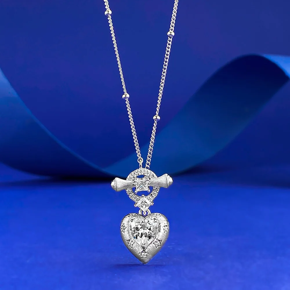 New Trend 100% 925 Sterling silver Heart-Shaped High Carbon Diamond Pendant Necklace for Women Wedding Party Fine Jewelry Gift