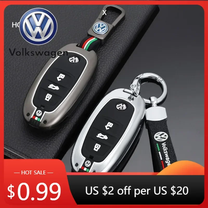 

For VW Zinc Alloy Car Smart Key Case Cover Protection Shell For VW Volkswagen Touareg 2017 2018 2019 2020 2021 Auto Keyless Ac