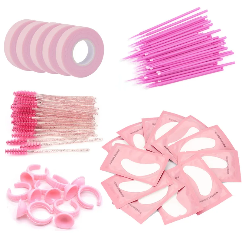 

Eyelash Extension Supplies Set Lashes Micro Brush Tape Glue Ring Eye Patches Disposable Mascara Wands Applicator Eyelashes Tool