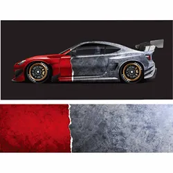 Splicing Car Full Wrap Sticker Car Decal Decorative Cut Body Racing Graphic Decal Vinyl Wrap Modern Design Red Retro Width 60cm