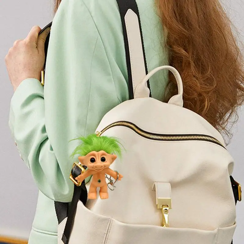 10cm Mini Troll Doll Keychain Colorful Hair Anime Action Figure Family Members Models Funny Kids Toys Nostalgic Collection Gifts