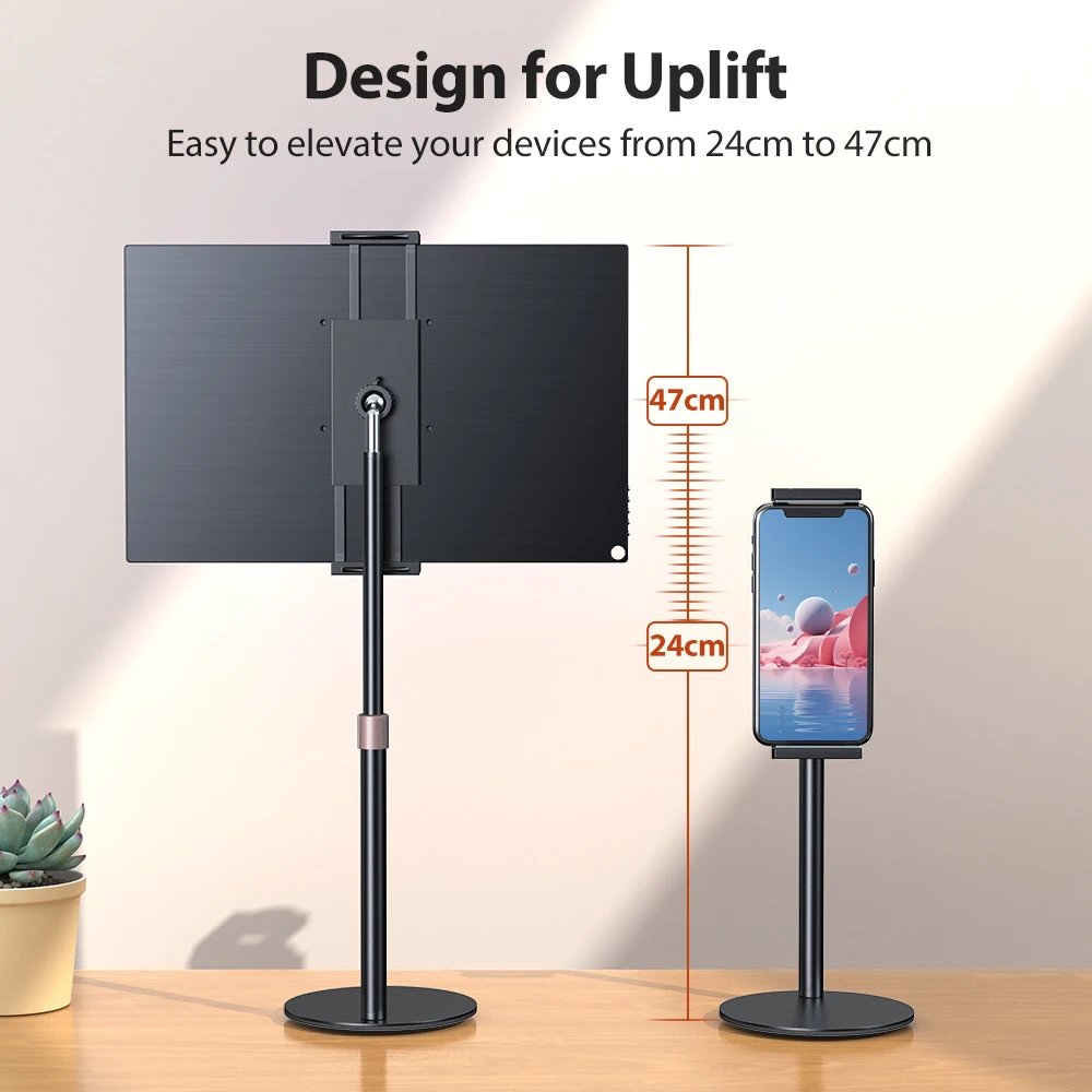 Portable Rotating Monitor Stand Bracket Height Adjustable Vesa Monitor Tablet Free Standing Low Profile Desk Mount up to 17.3"