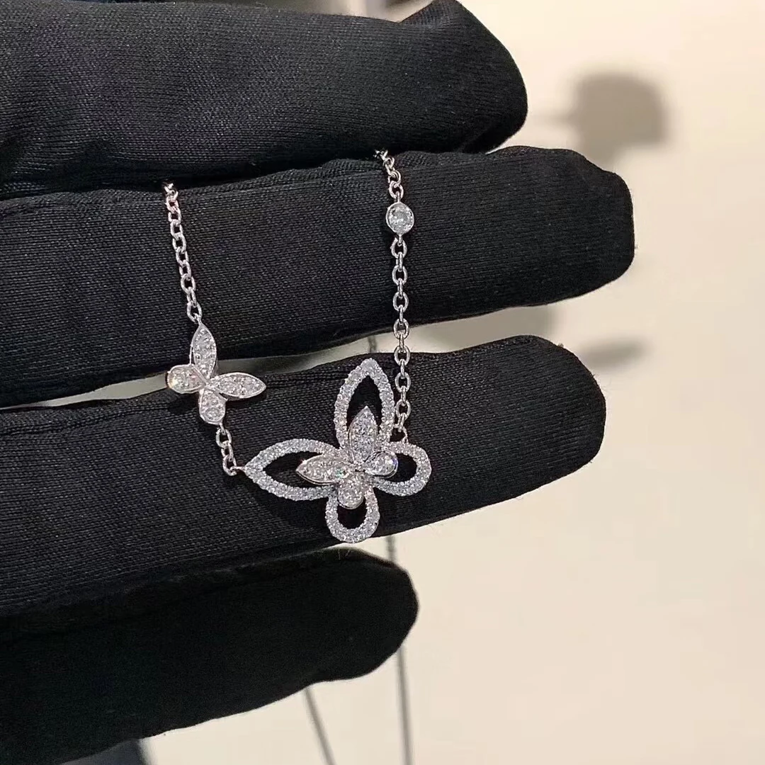 

Luxury jewelry 925 Sterling Silver Butterfly And Flower Shapes Women's Necklaces.Suitable For Weddings, Engagements, Gift Giving