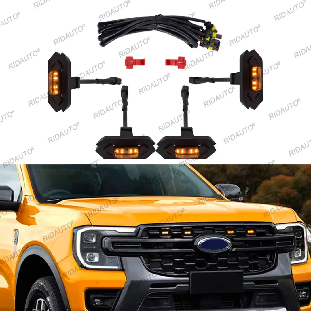 Yellow Raptor Style Lamp Translucent Housing Fit For NEXT GEN FORD RANGER WILDTRAK Upgrades 2023 2024 Amber LED Light