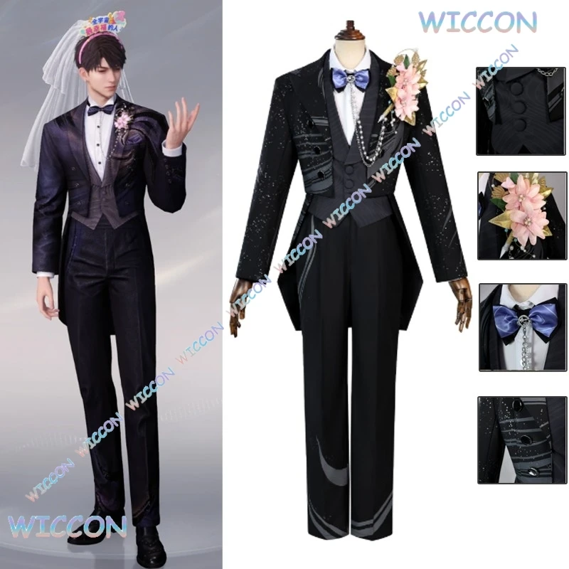 

COS@Game Love And Deepspace Caleb Cosplay Costume Wig Wedding Suit Black Uniform Men Halloween Party Carnival Outfits Short Hair
