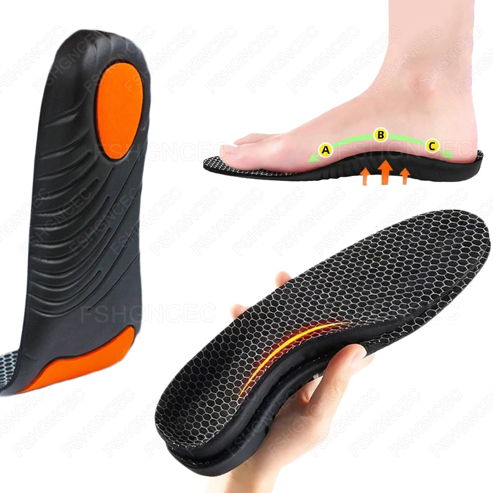 Sport Insoles for Shoes Man Woman Eva Memory Foam Sole Shock Absorption Flat Feet Arch Support Orthotic Insoles for Sneakers