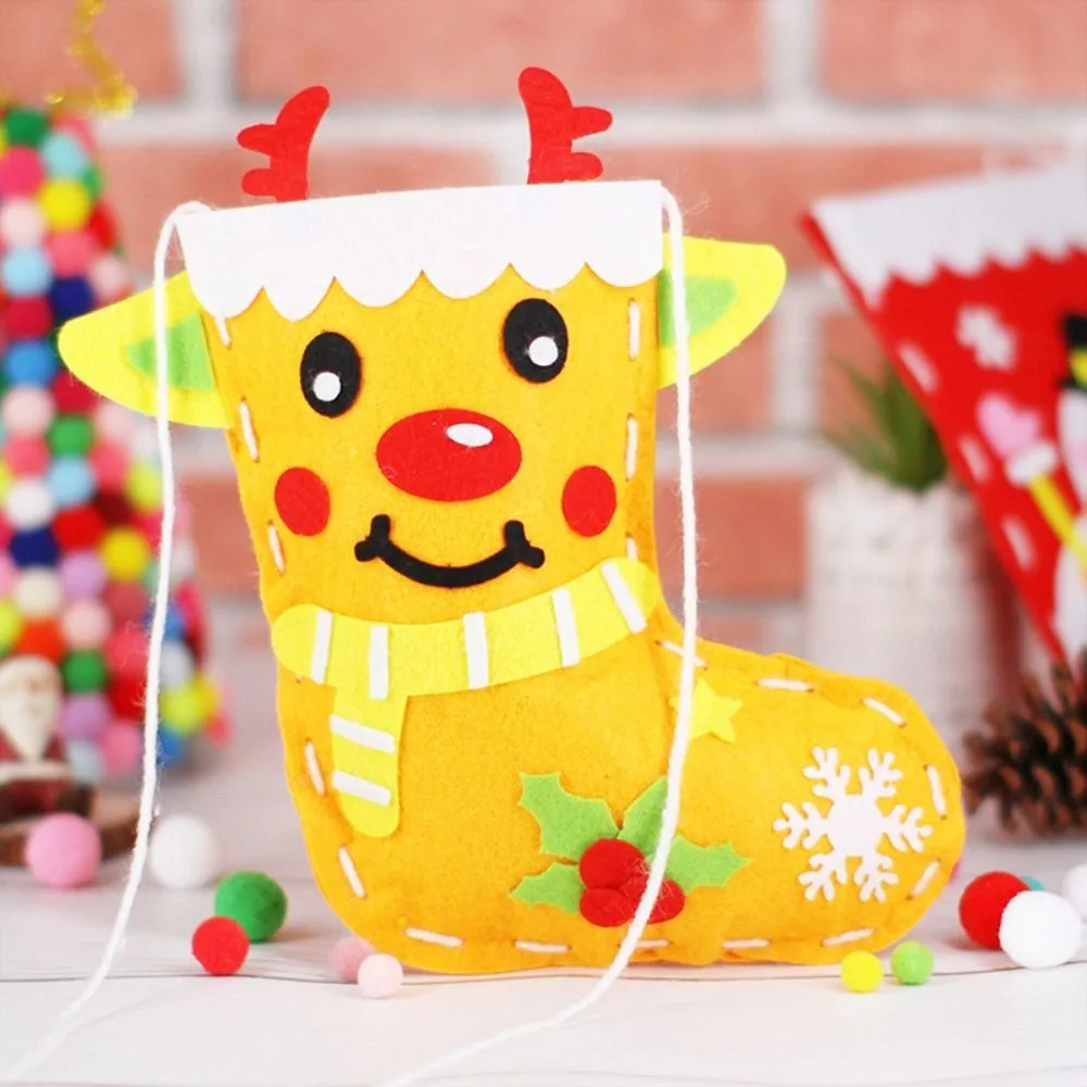 Włóknina DIY Świąteczna Skarpeta Dekoracja Domu Święty Mikołaj Boże Narodzenie Włókninowe Skarpety Ręcznie Robione Święty Mikołaj