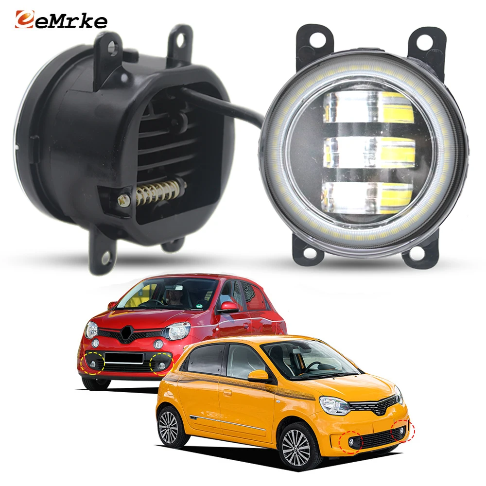 40W/ 50W Led Fog Lights White or Yellow Upgrade Angel Eyes DRL Driving Lamp For Renault Twingo 3 2015 16 17 18 19 20 21 22 2023